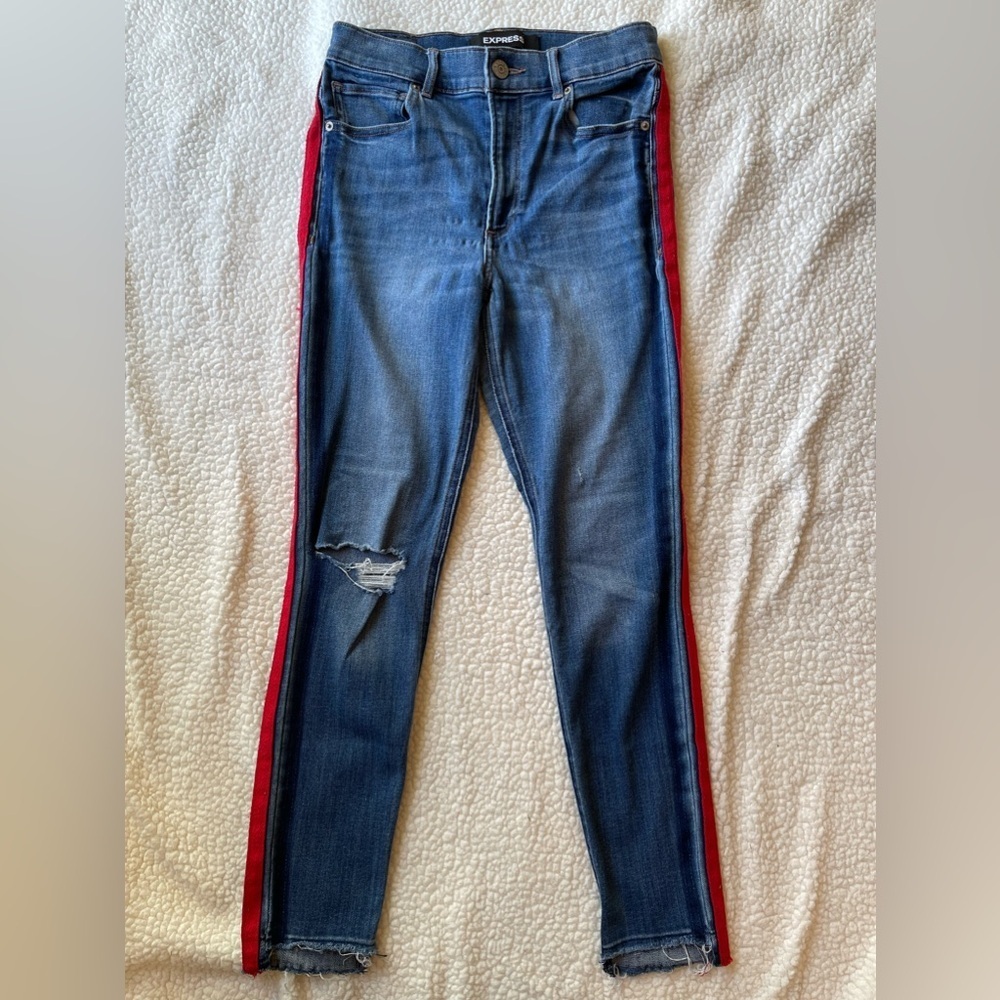 Zara high rise ankle legging red detailing skinny size 4